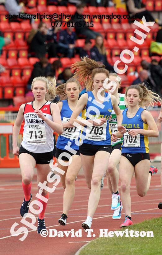Womens senior and under-20s 1500 metres, North Eastern Track and Field Champs, Gateshead Stadium. Photo: David T. Hewitson/Sports for All Pics